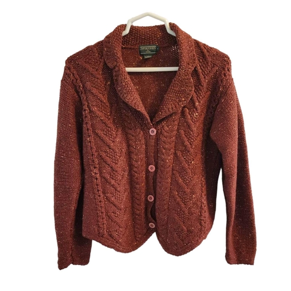 J. McLaughlin Vintage Wool Blend Chunky Cable Knit Cardigan Size M - Picture 1 of 5